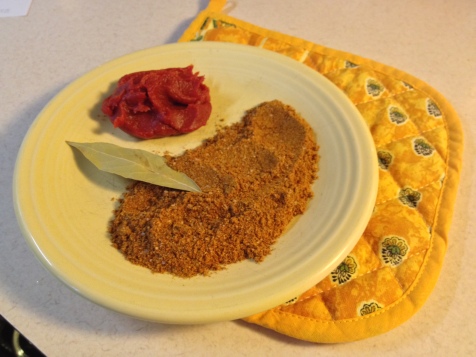 Spices and tomato paste