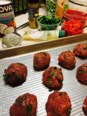 Parsley-studded meatballs