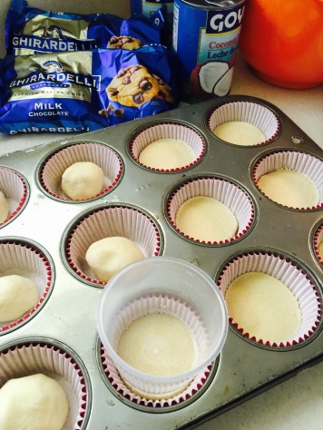 Press dough into bottom of cups